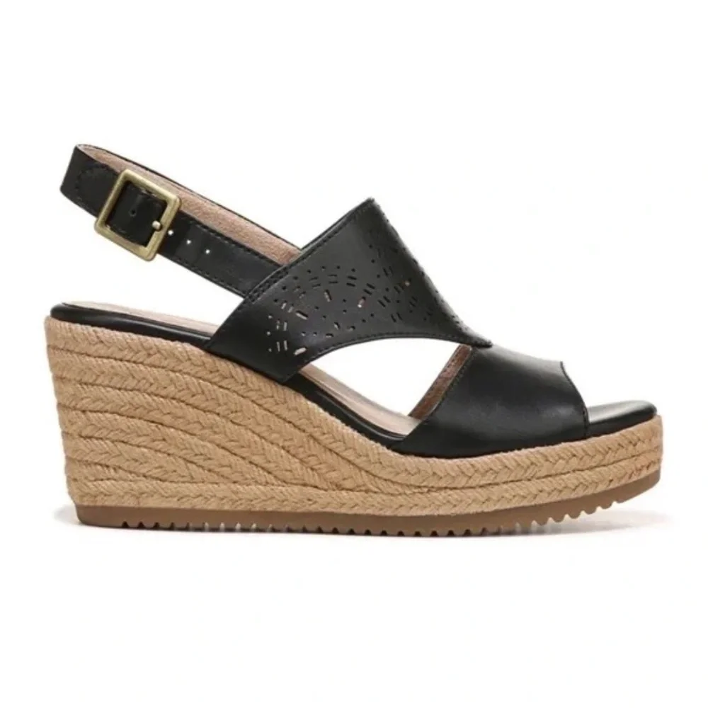 SOUL BY NATURALIZER Women's Black 1" Platform Ocean Wedge Slingback Sandal 10 M - Picture 2 of 9